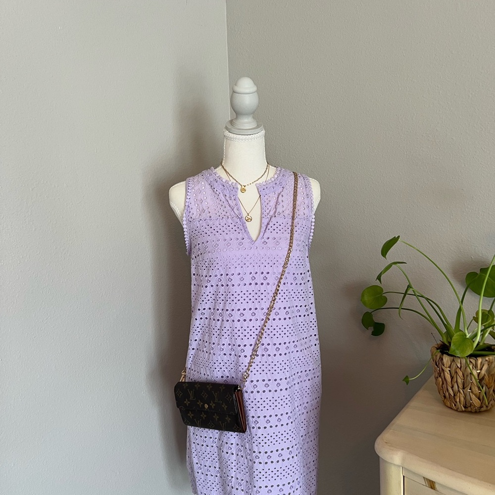 LOFT Light Purple Eyelet Dress